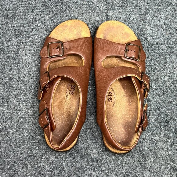 SAS Relaxed Amber Sandals Women's Size 8.5 Brown Leather Buckle Strap Comfort - Picture 8 of 15